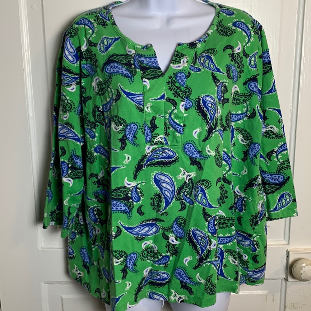 Kim Rogers CurvyTop Size 1X Paisley Print